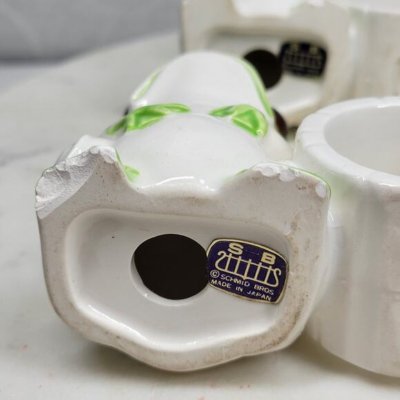 VTG Schmid Bros Frog Napkin Rings Ceramic Green White Hand Painted Japan 4 - Picture 15 of 16